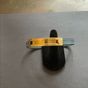Hermes sliding bracelet light blue gold hardware